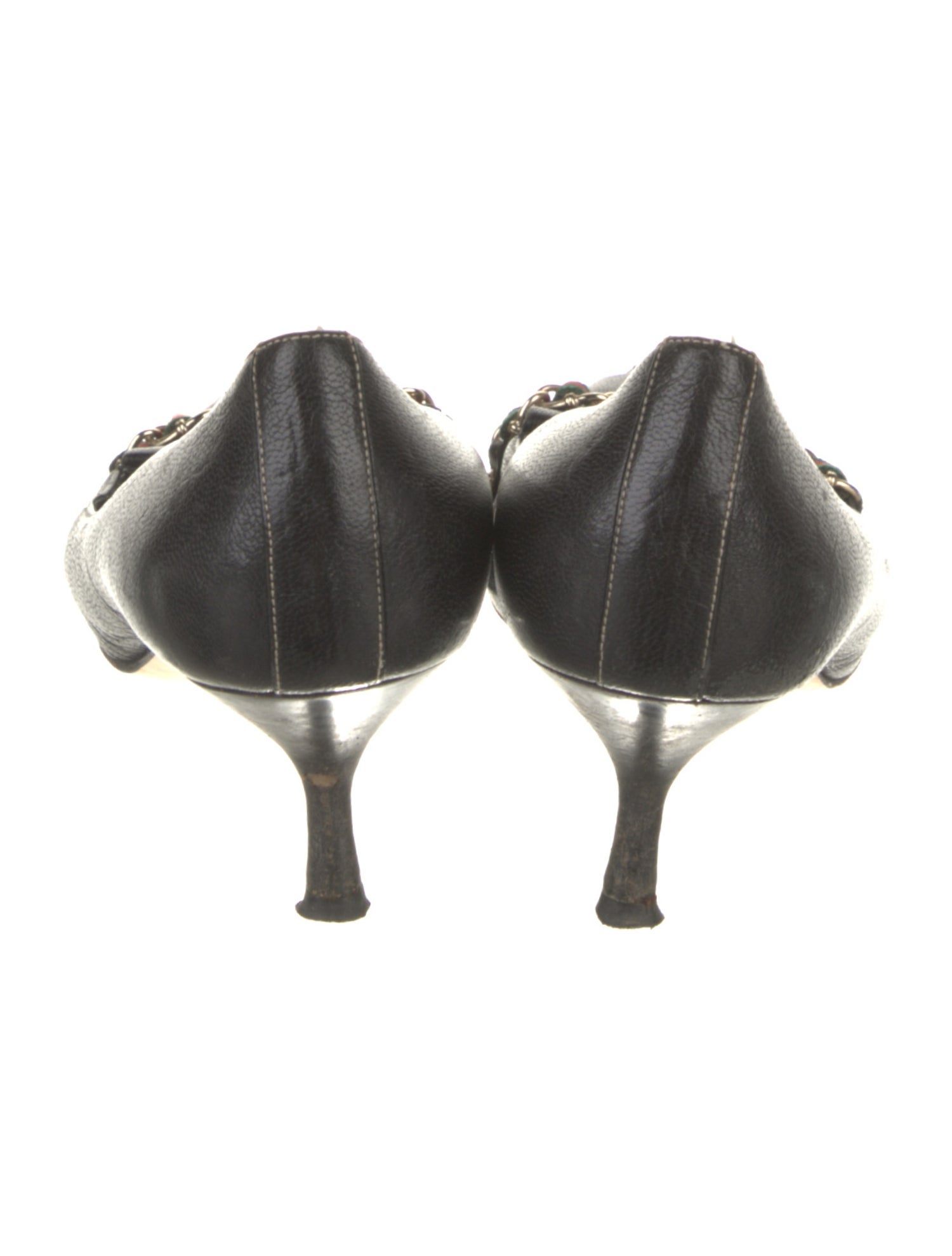 Gucci Web Accent Leather Pumps